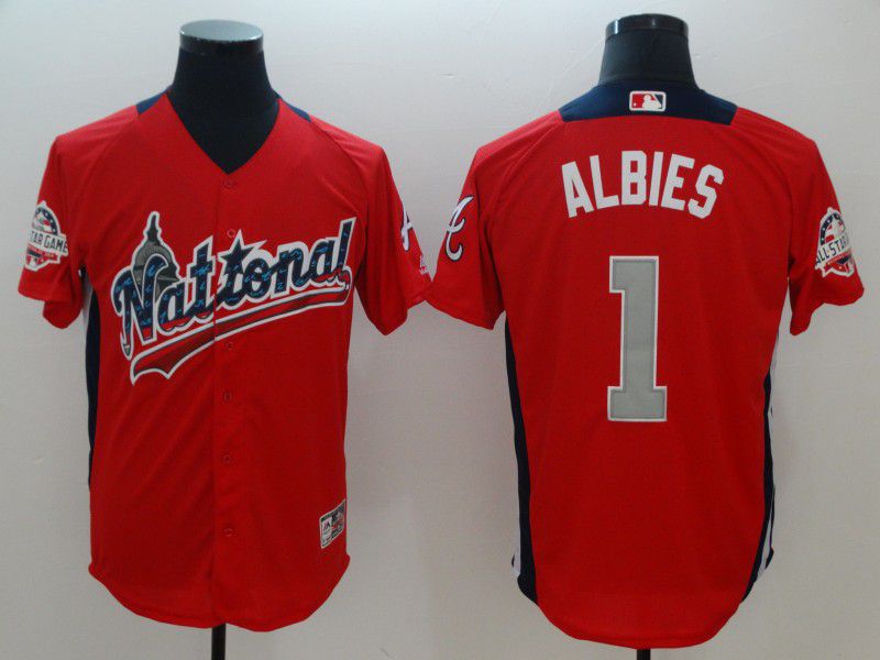 Men Atlanta Braves #1 Albies Orange All star MLB Jerseys->washington nationals->MLB Jersey